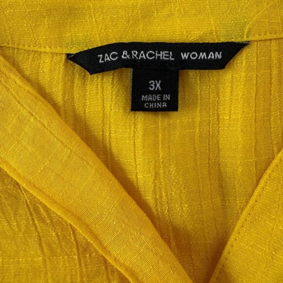 Zac & Rachel Woman Yellow Button-Down Blouse 3X with Roll-Tab Sleeves Gauze Boho - Picture 3 of 10